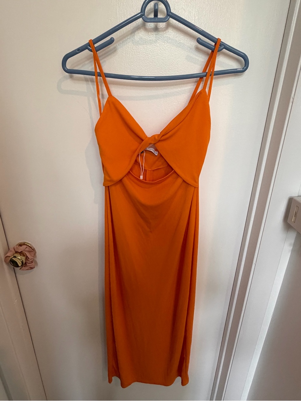 ZAra Orange Twist-Front Slip Dress